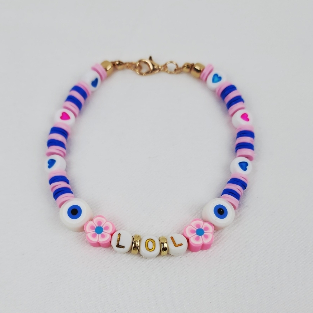 Handmade LOL Heart and Flower Bracelet